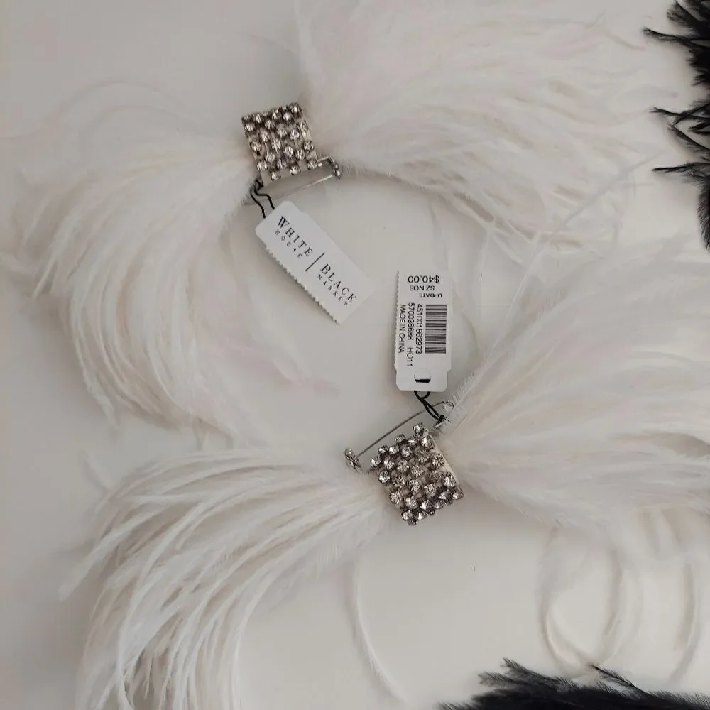 Set of 5 Feather & Rhinestone Hair &  Broches